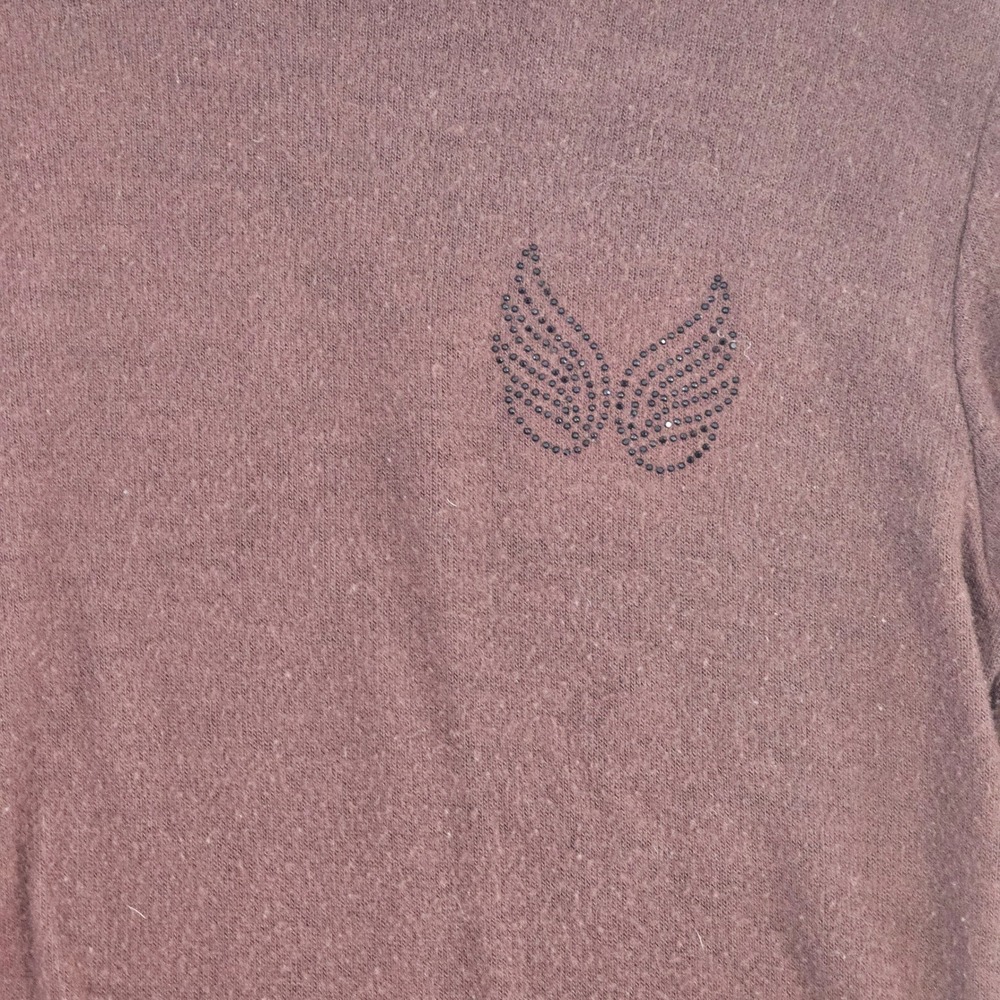Perfectly Imperfect Brown Turtleneck Long Sleeve Wing Logo Knit Top Womens - Picture 3 of 5